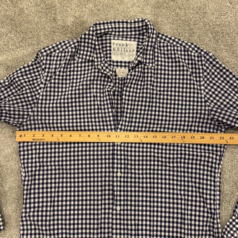 Frank & Eileen Men’s Finbar Blue White Gingham Check Button Down Size Large - Picture 5 of 9